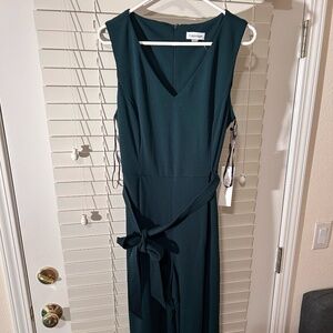 Calvin Klein dressy jumpsuit, belted, dark green